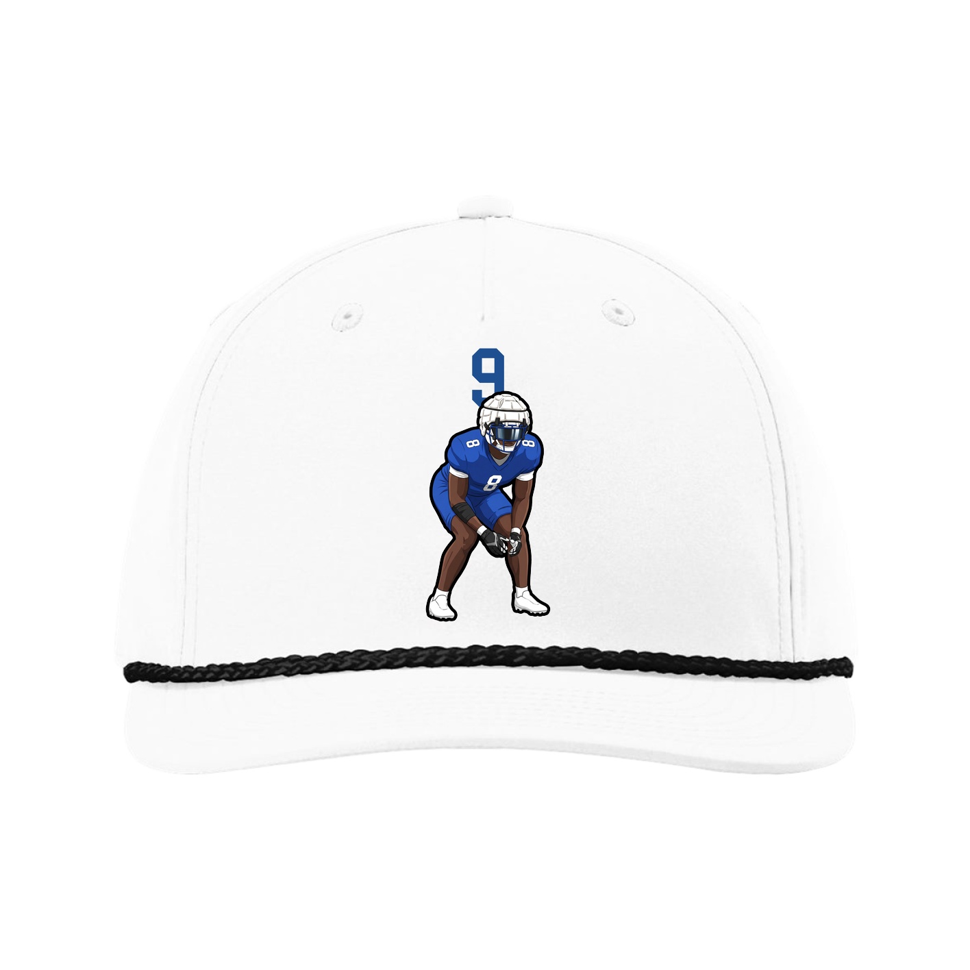 Five-Panel Classic Rope Cap — Number Top in White