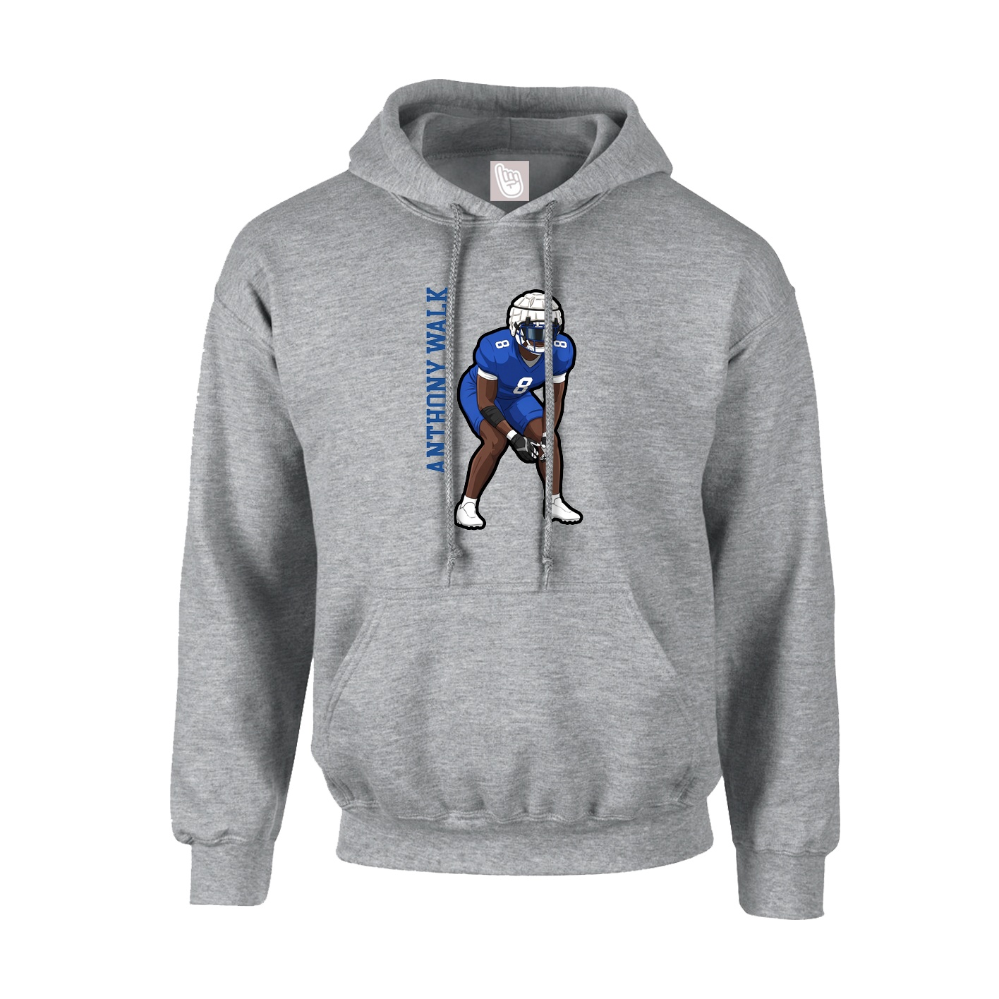 Youth Hoodie — Name Vertical in Grey