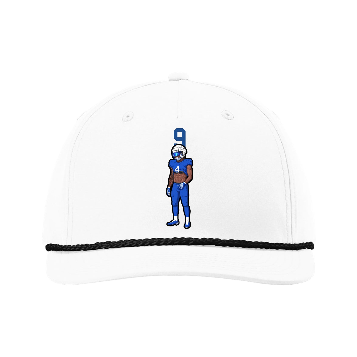 Five-Panel Classic Rope Cap — Number Top in White