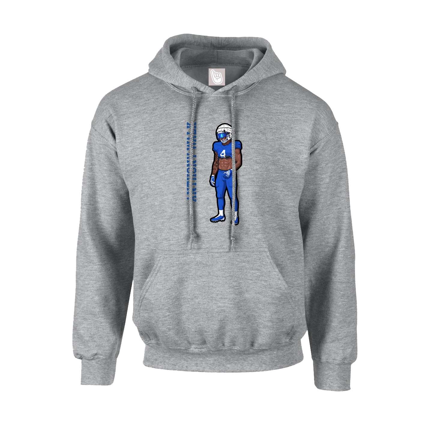 Hoodie — Name Vertical in Grey