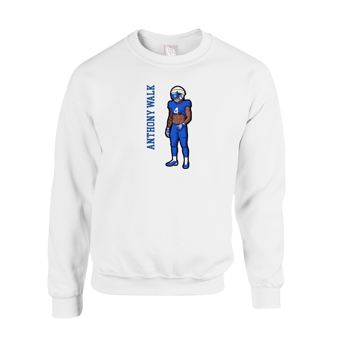 Fleece Crew — Name Vertical in White