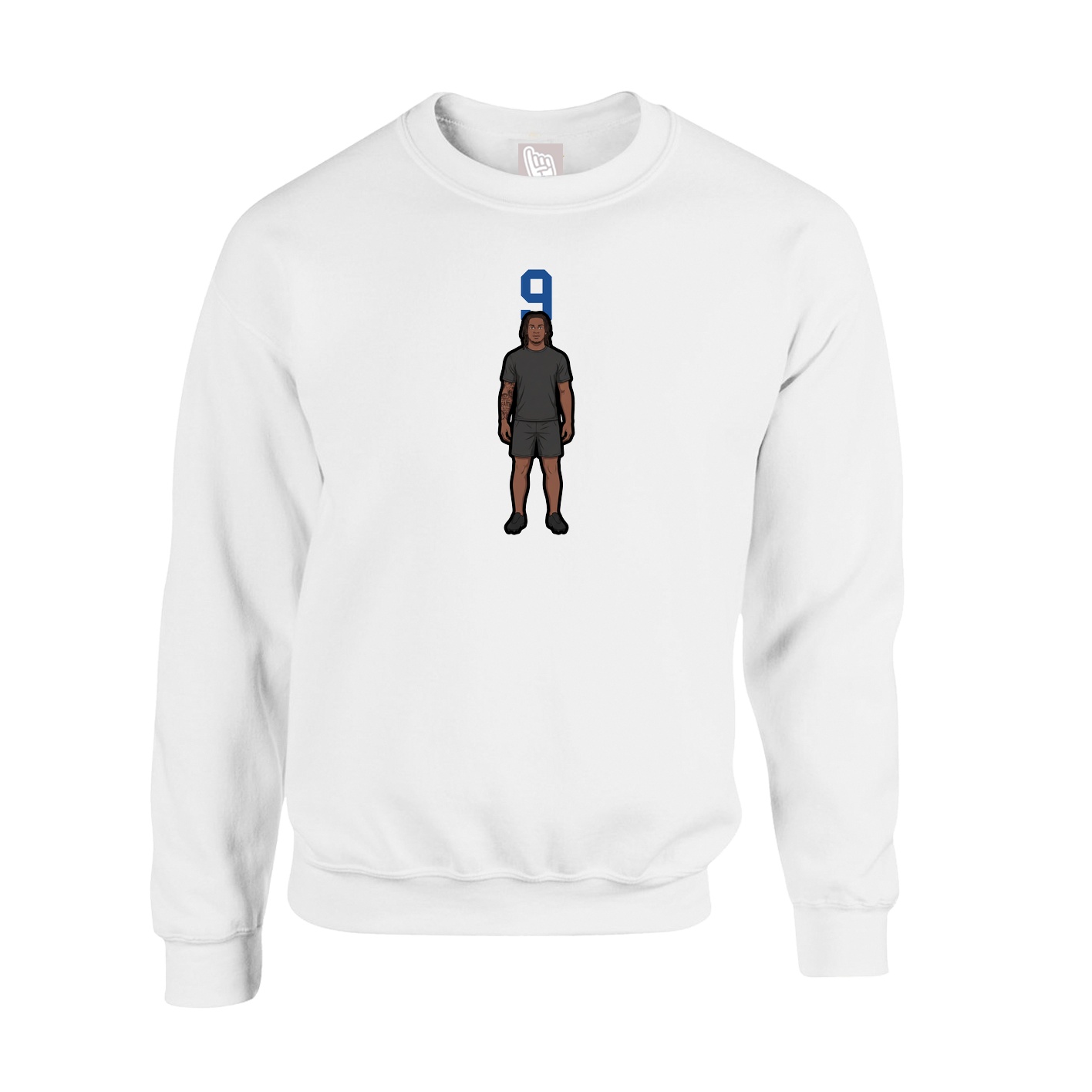 Fleece Crew — Number Top in White