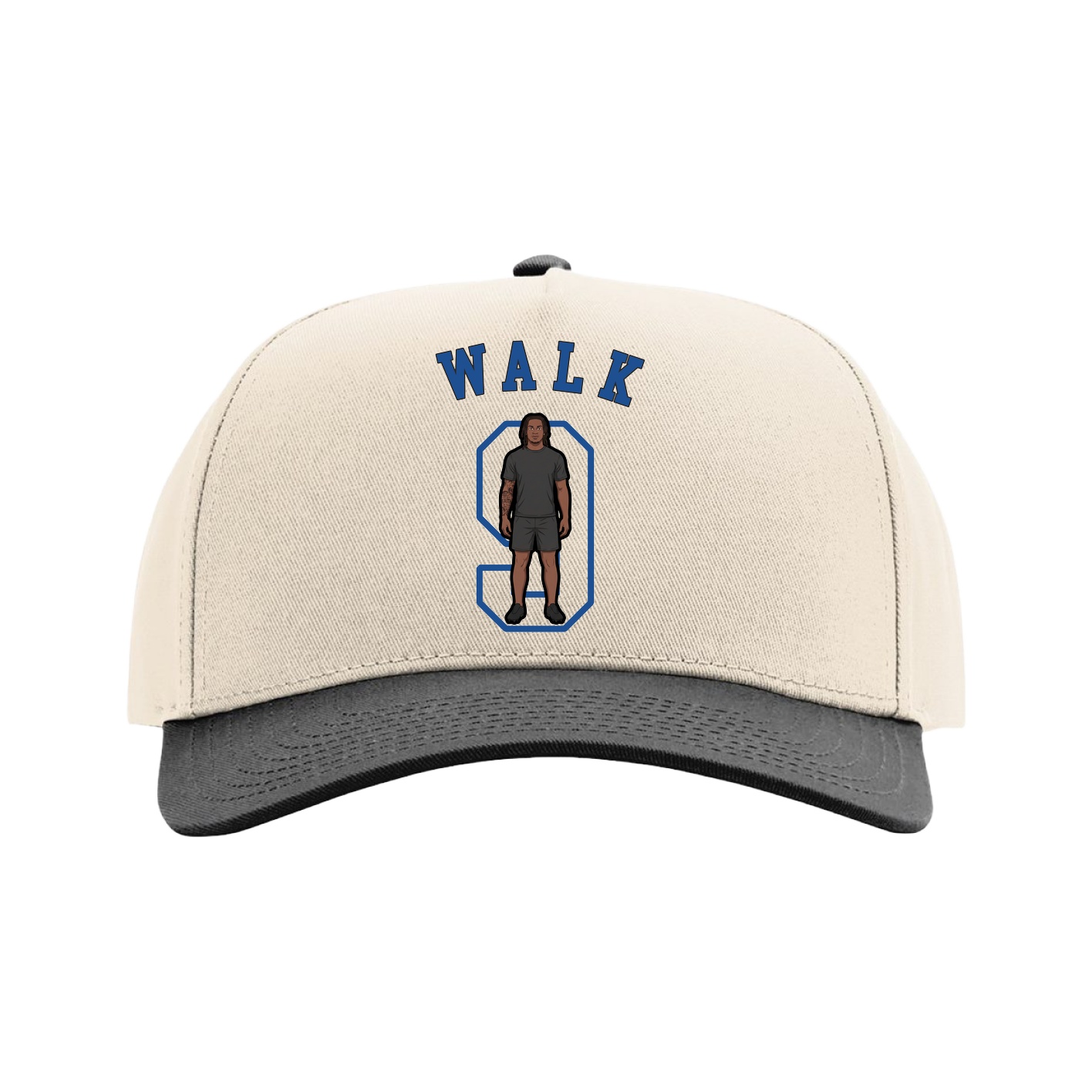 Full Fabric Five-Panel Champ Cap — Shirsey Arch in Cream/Black