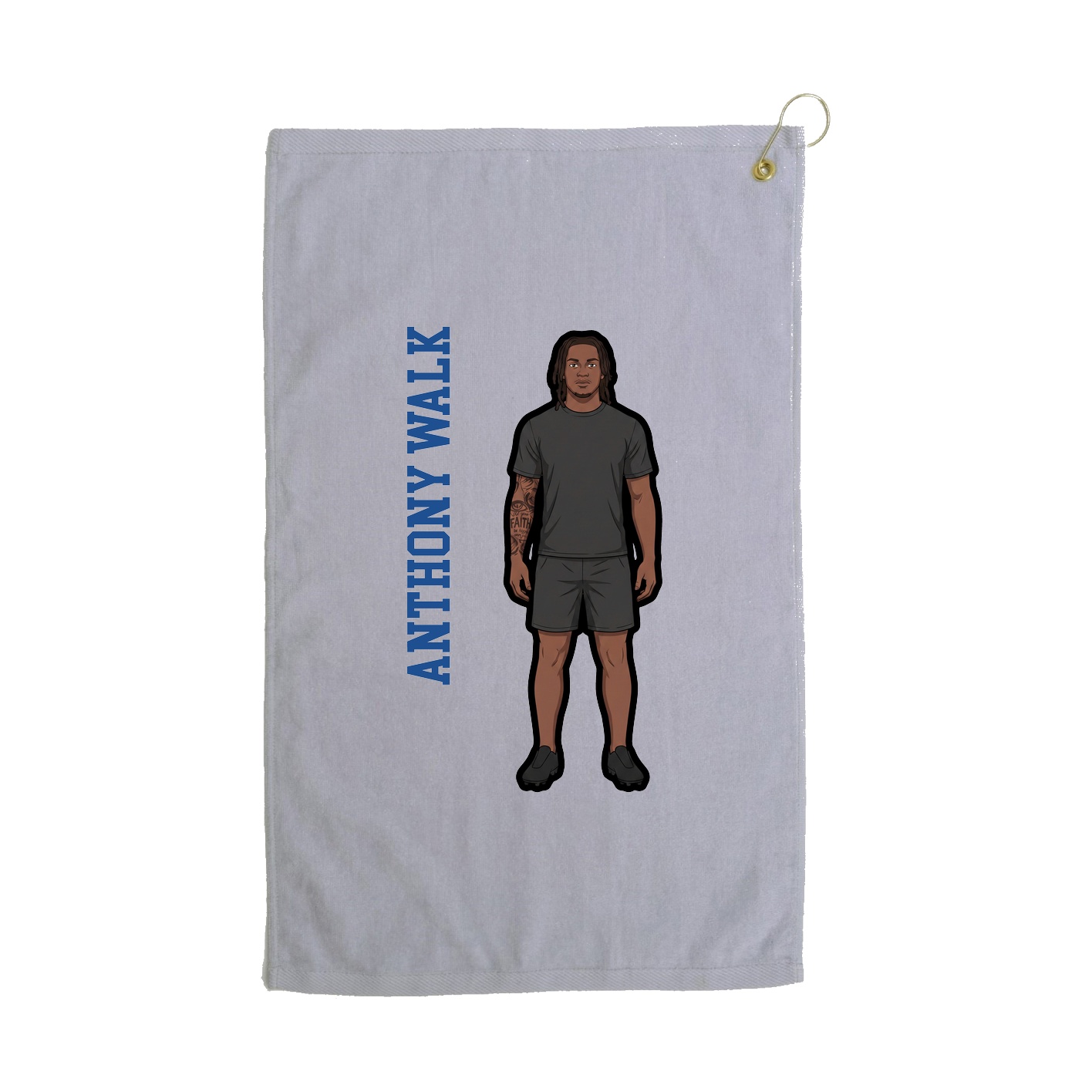 Golf Towel — Name Vertical in Grey