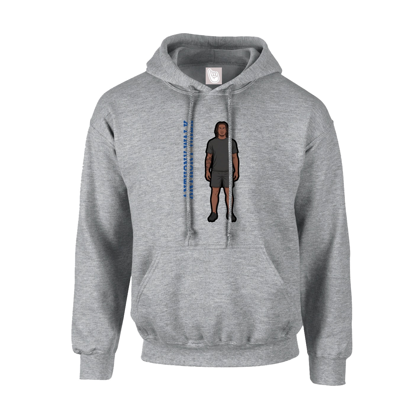 Hoodie — Name Vertical in Grey