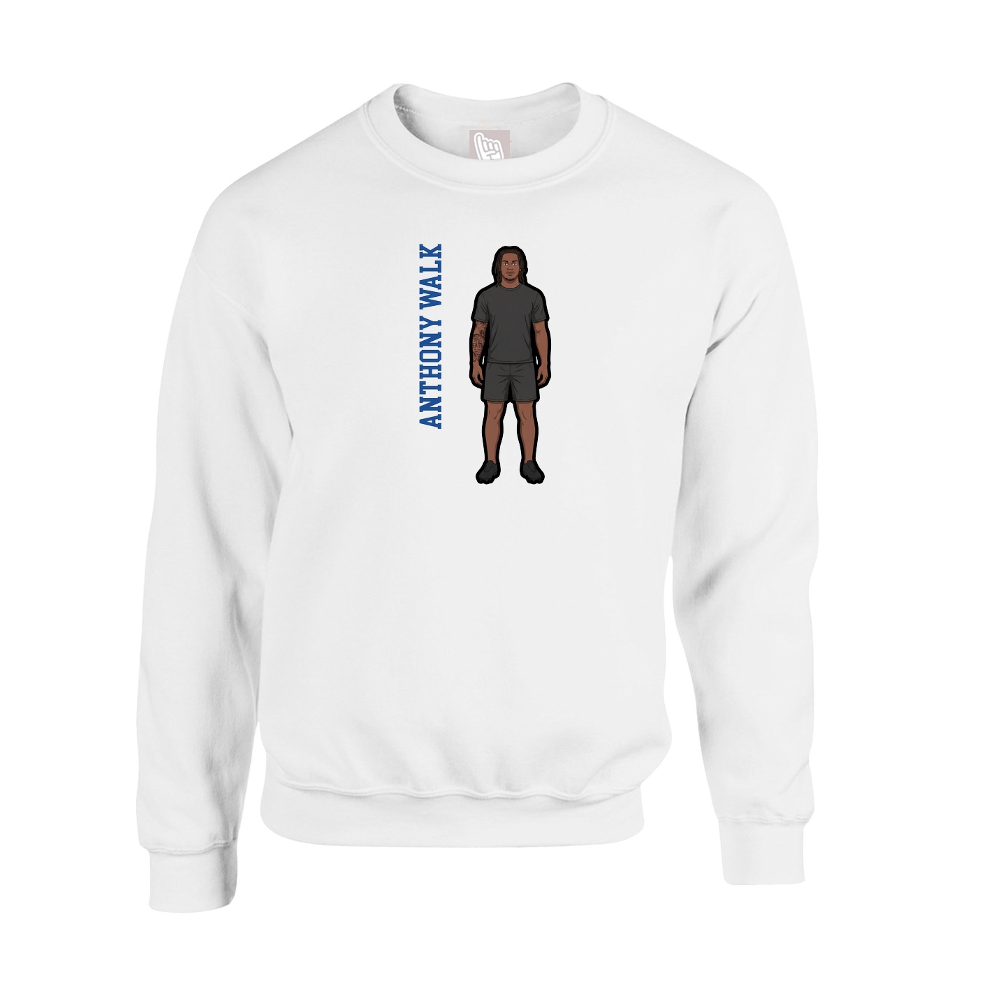 Fleece Crew — Name Vertical in White