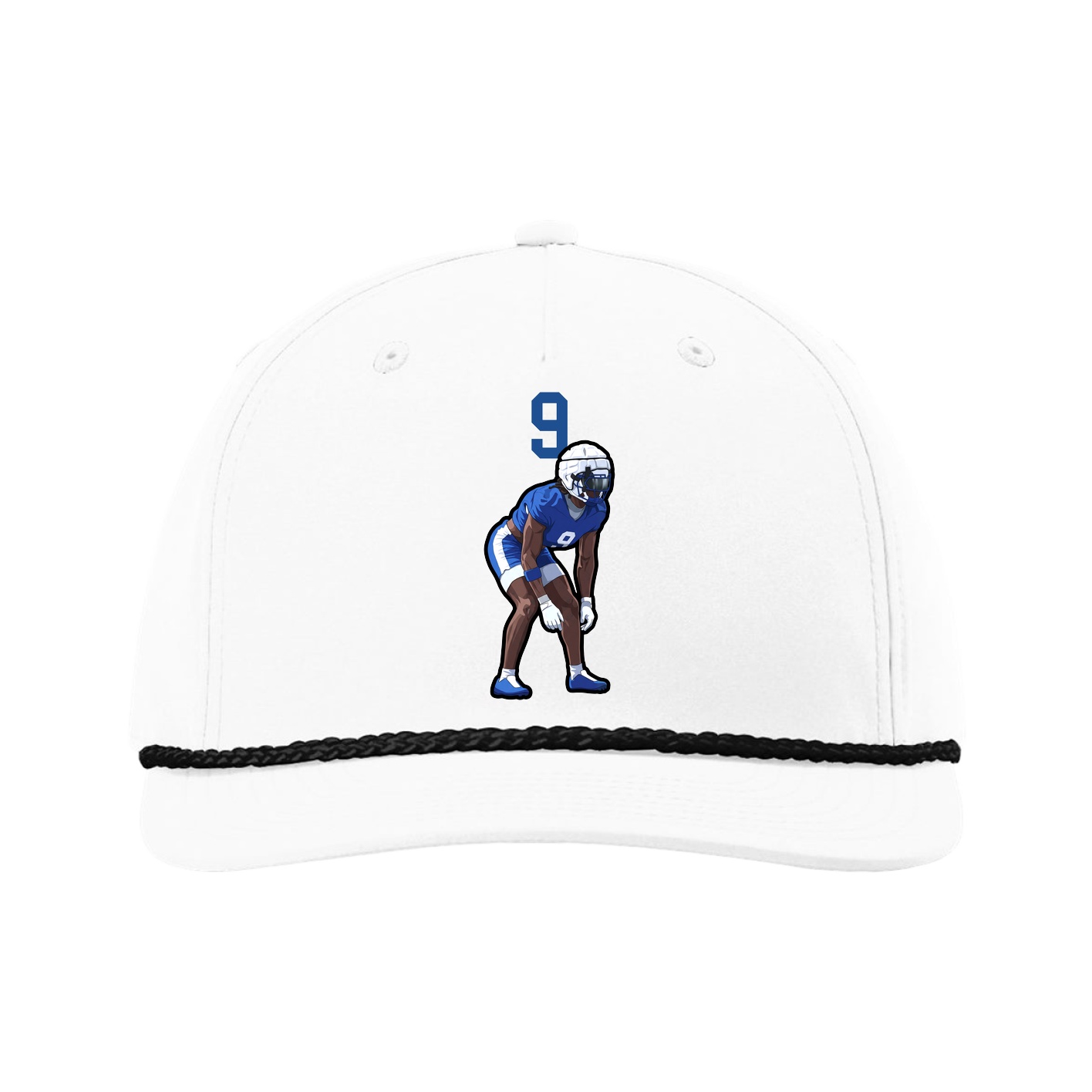 Five-Panel Classic Rope Cap — Number Top in White