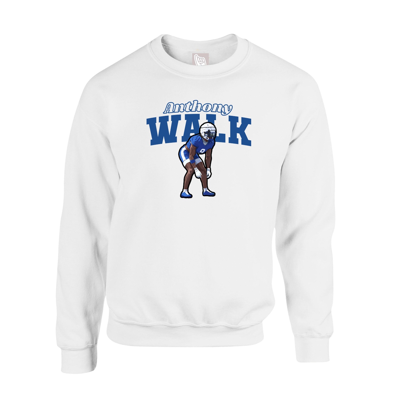 Fleece Crew — Name Arch in White