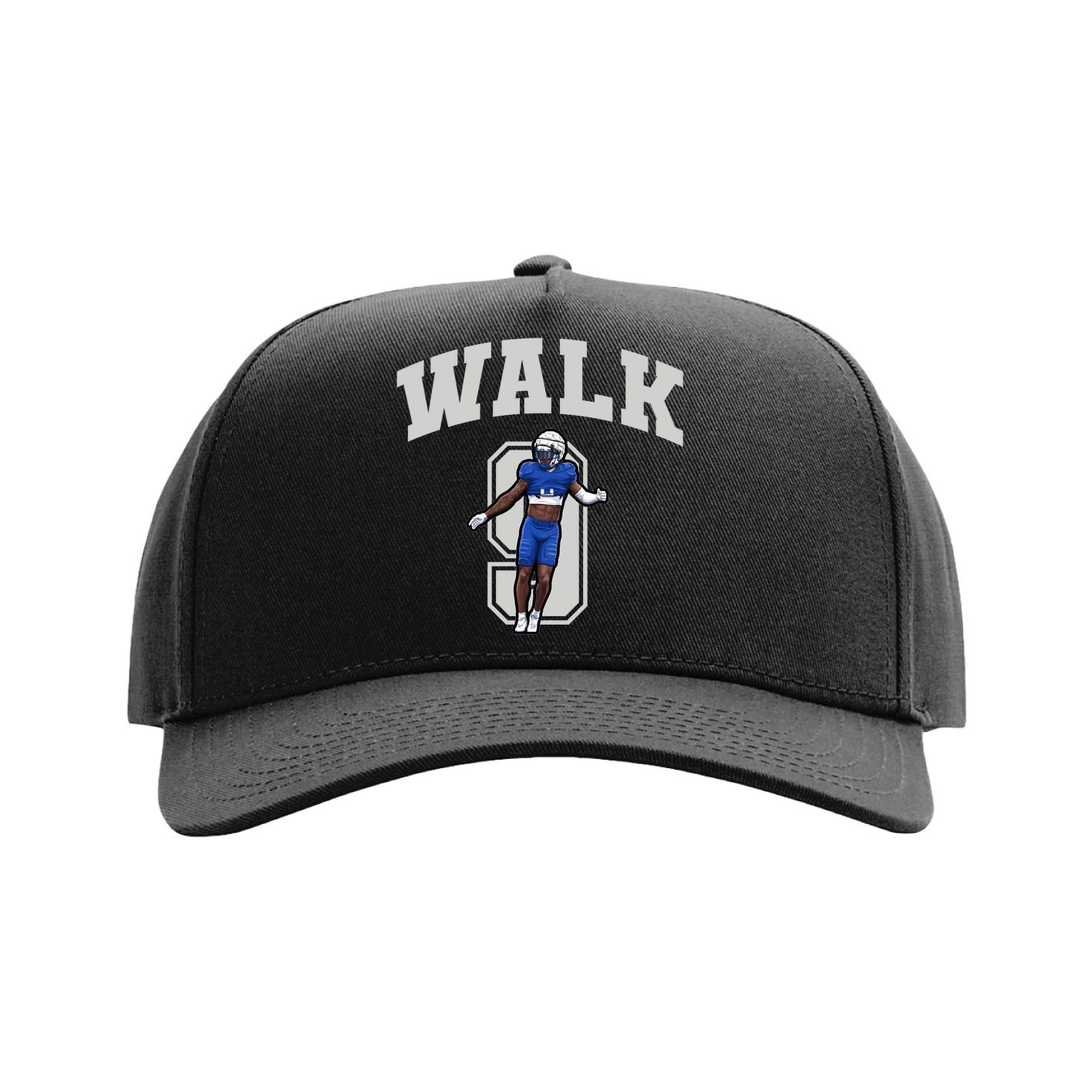 Full Fabric Five-Panel Champ Cap — Number in Black