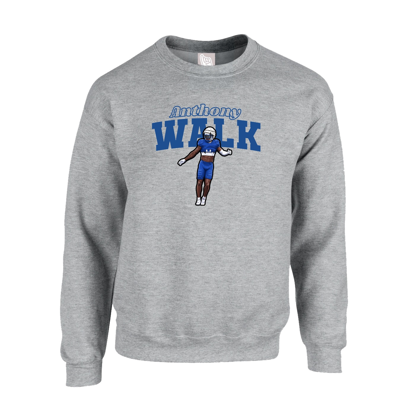Fleece Crew — Name Arch in Grey