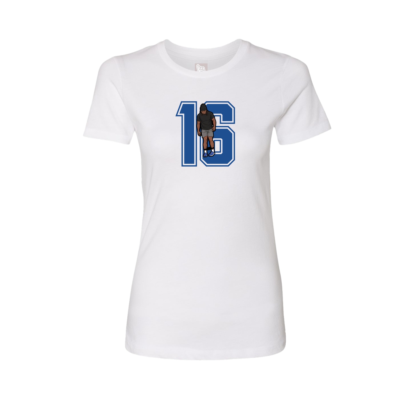 Fitted Women's Tee — Number in White