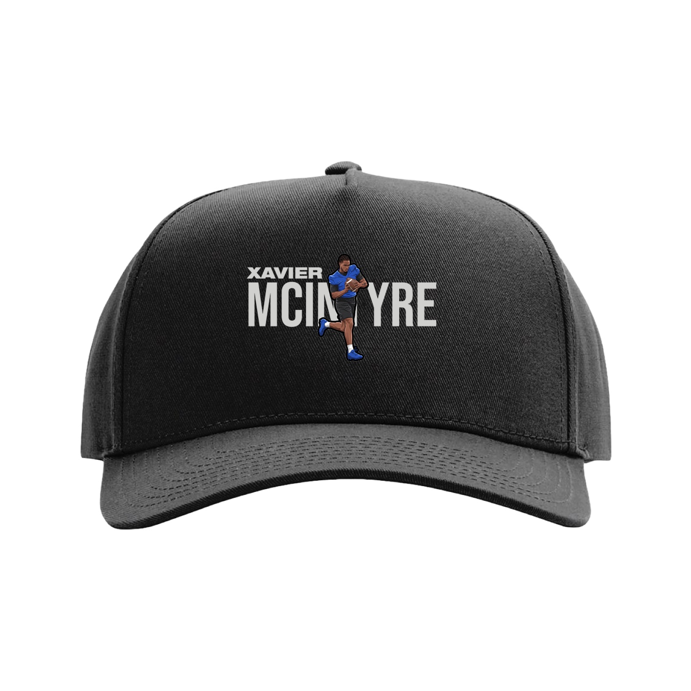 Full Fabric Five-Panel Champ Cap — Player Name in Black