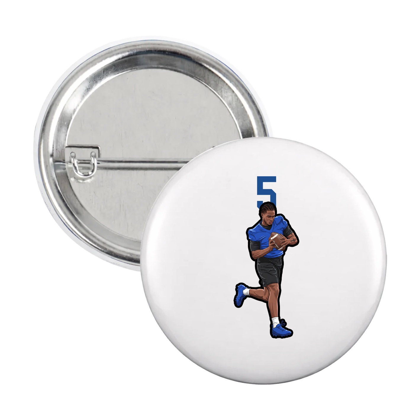 Game Day Button — Number Top in White