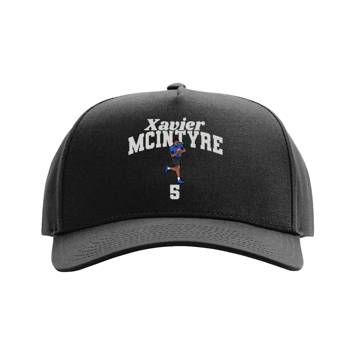 Full Fabric Five-Panel Champ Cap — Signature Arch in Black