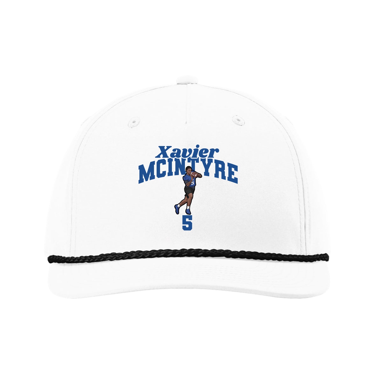 Five-Panel Classic Rope Cap — Signature Arch in White