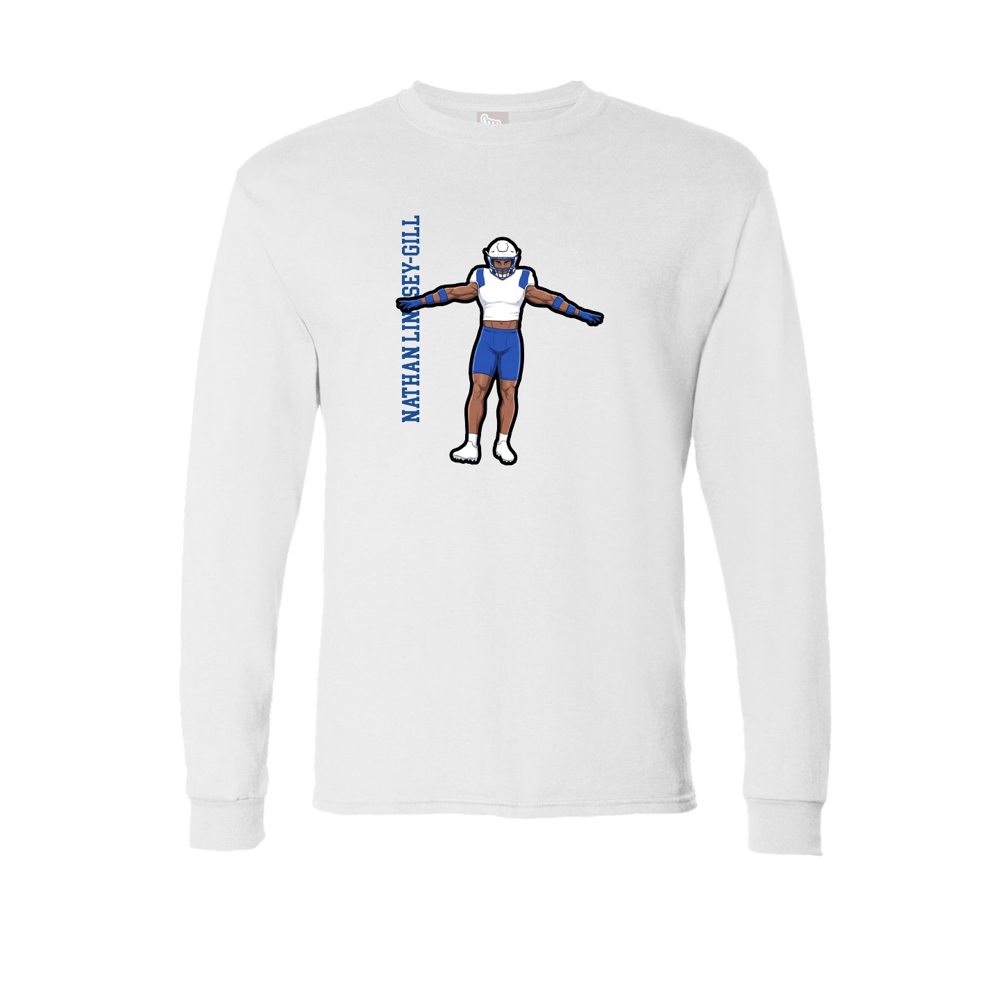 Long Sleeve Tee — Name Vertical in White