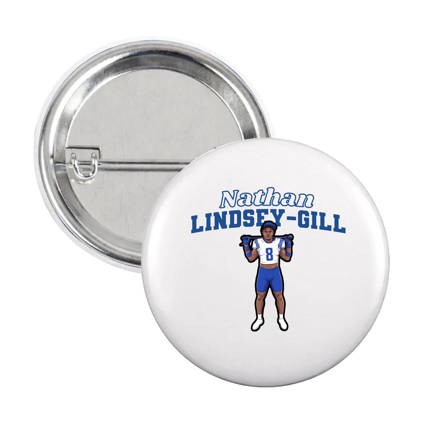 Game Day Button — Name Arch in White