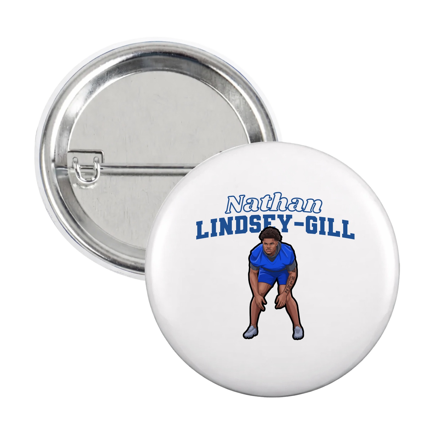 Game Day Button — Name Arch in White