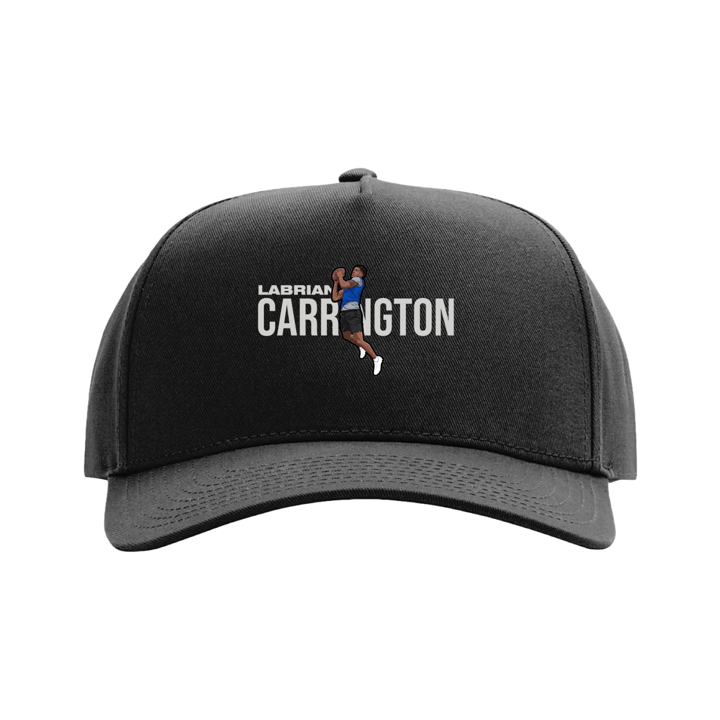 Full Fabric Five-Panel Champ Cap — Player Name in Black
