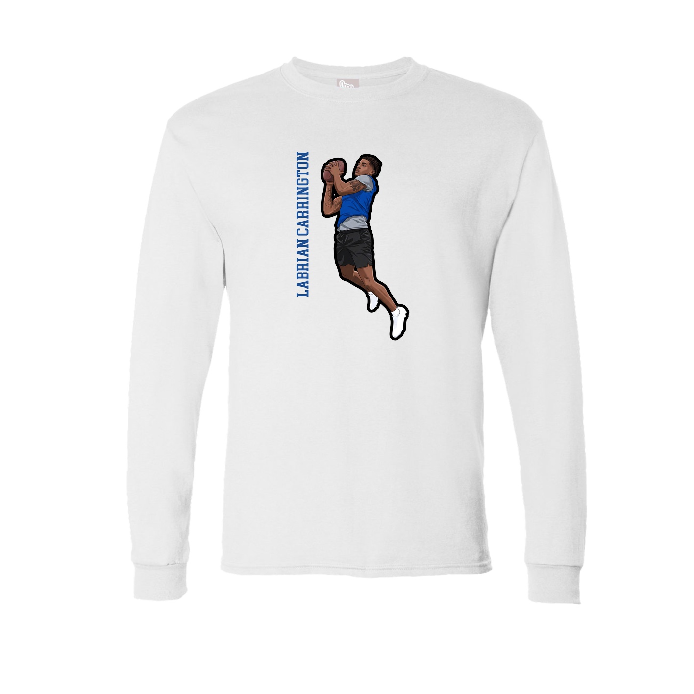 Long Sleeve Tee — Name Vertical in White