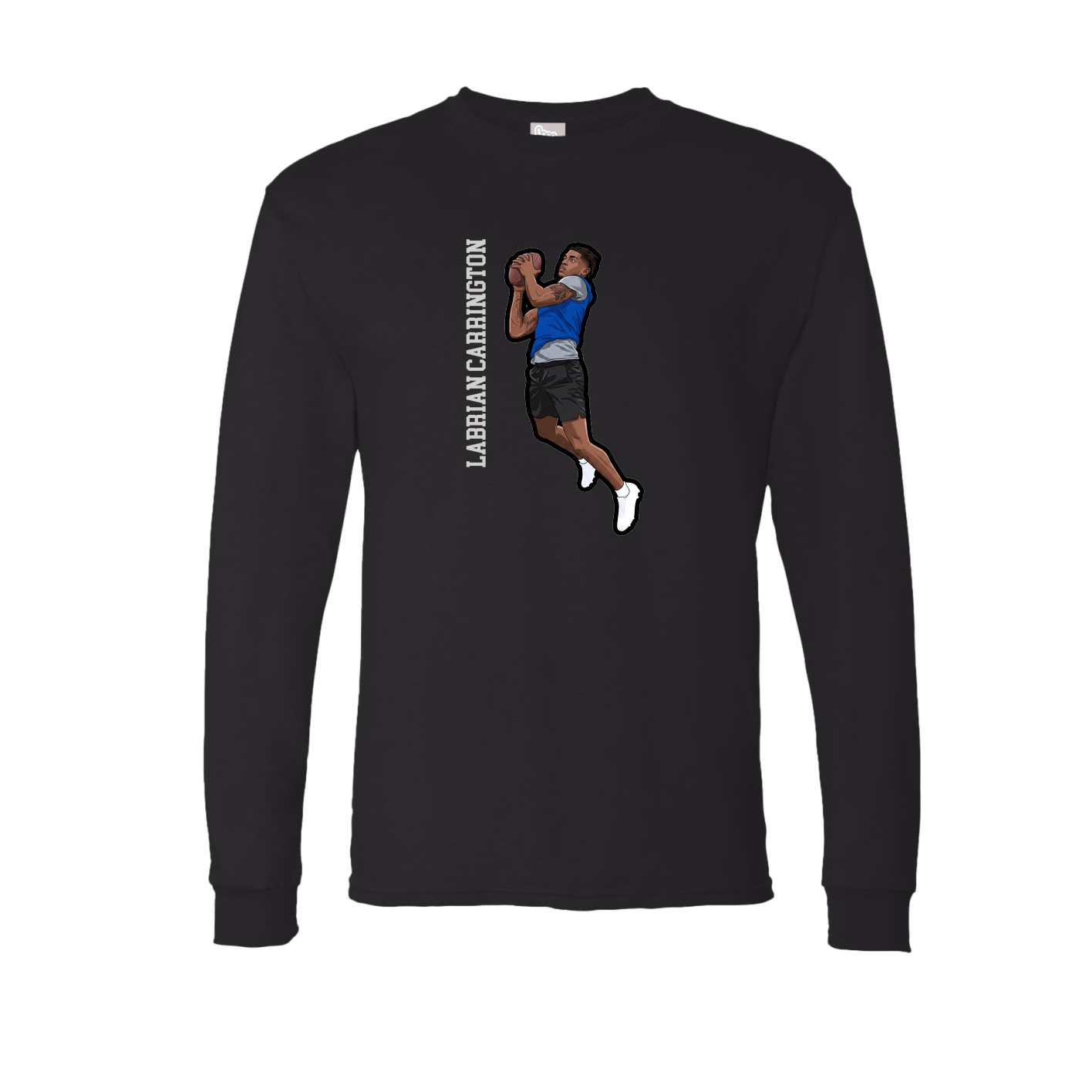 Long Sleeve Tee — Name Vertical in Black