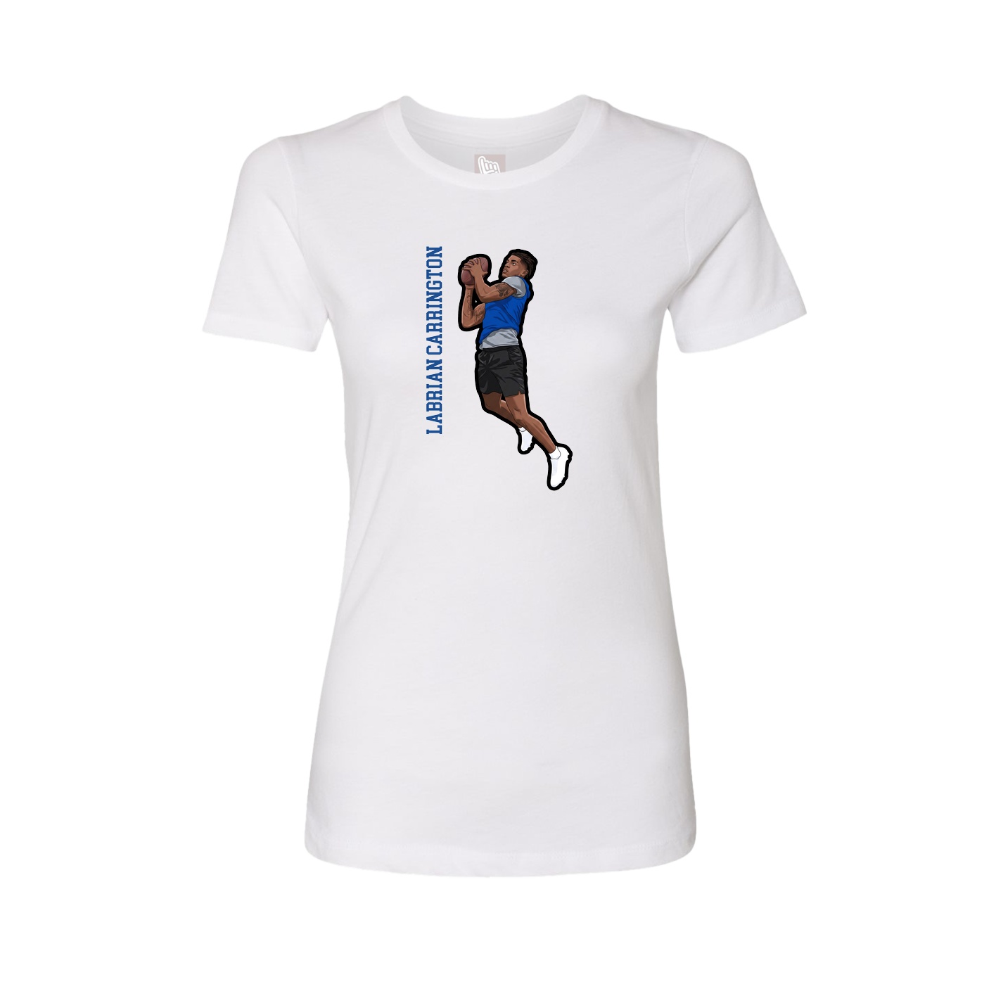 Womens Tee — Name Vertical in White