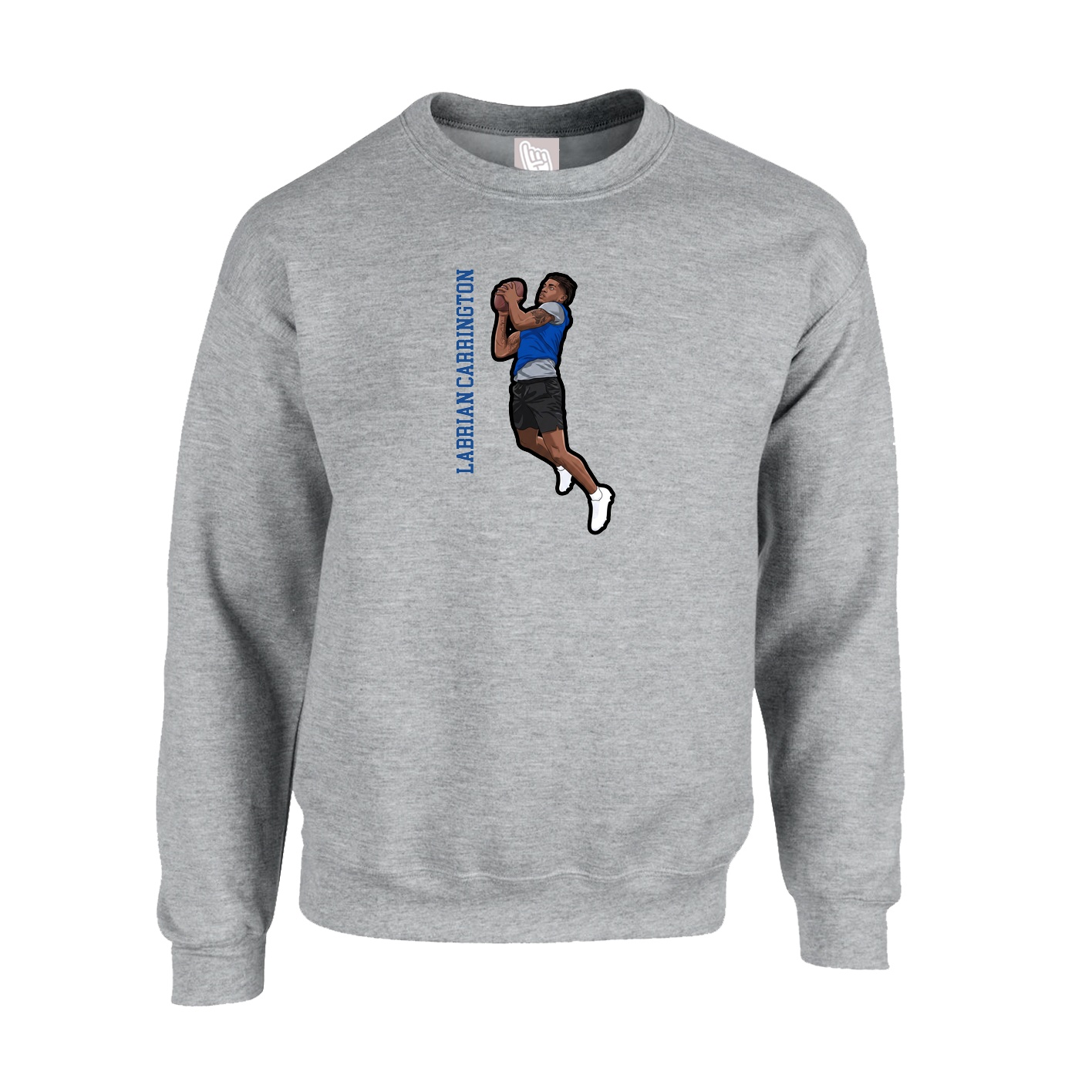 Fleece Crew — Name Vertical in Grey