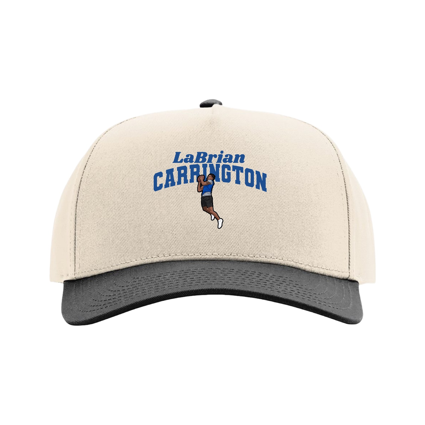 Full Fabric Five-Panel Champ Cap — Signature Arch in Cream/Black