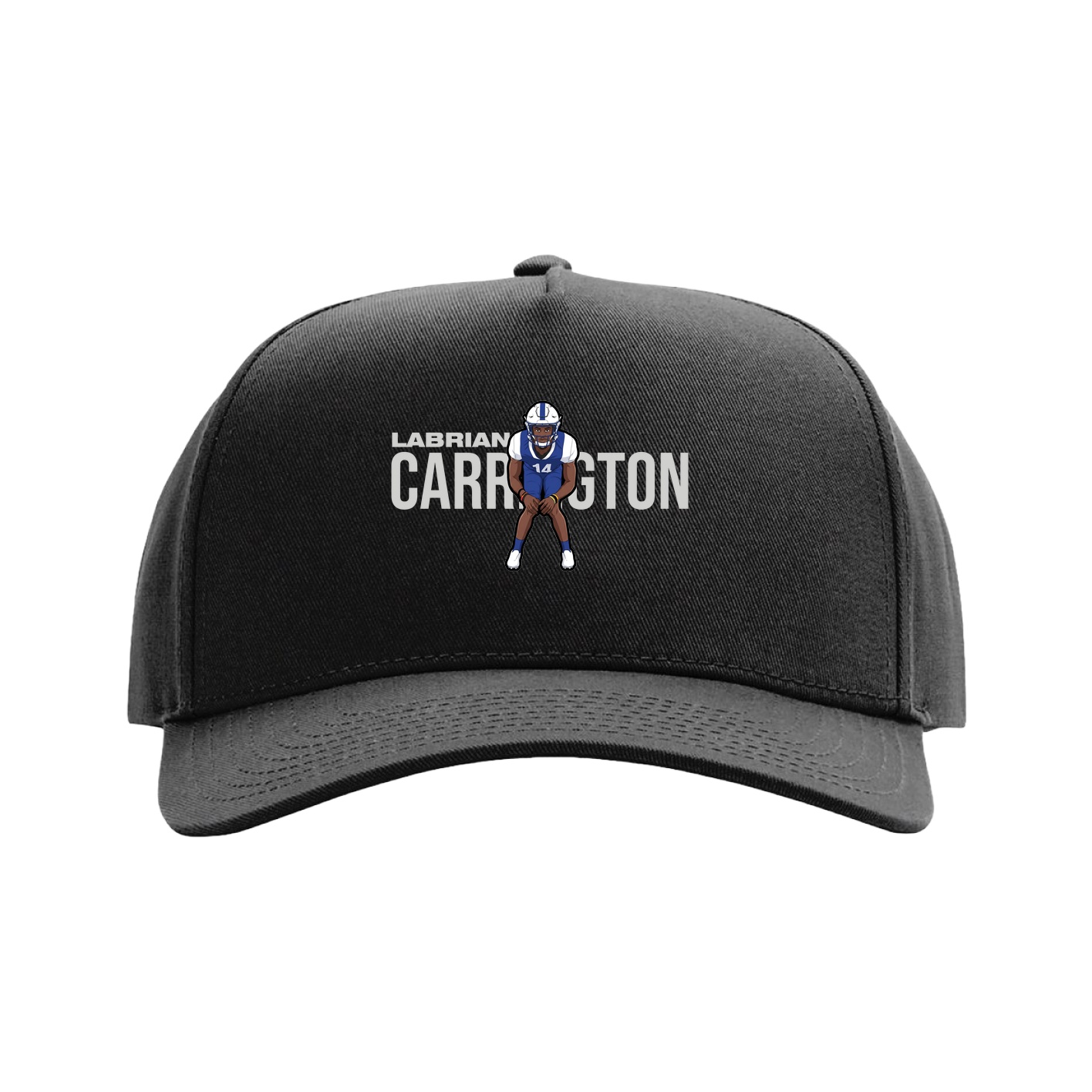 Full Fabric Five-Panel Champ Cap — Player Name in Black