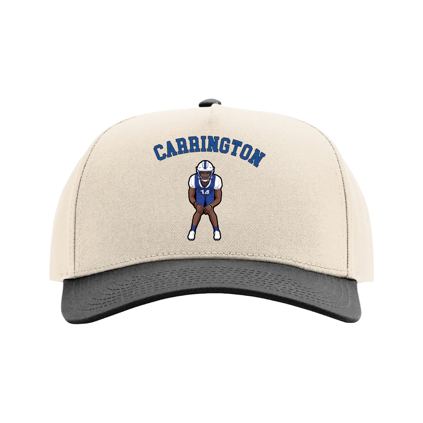 Full Fabric Five-Panel Champ Cap — Shirsey Arch in Cream/Black