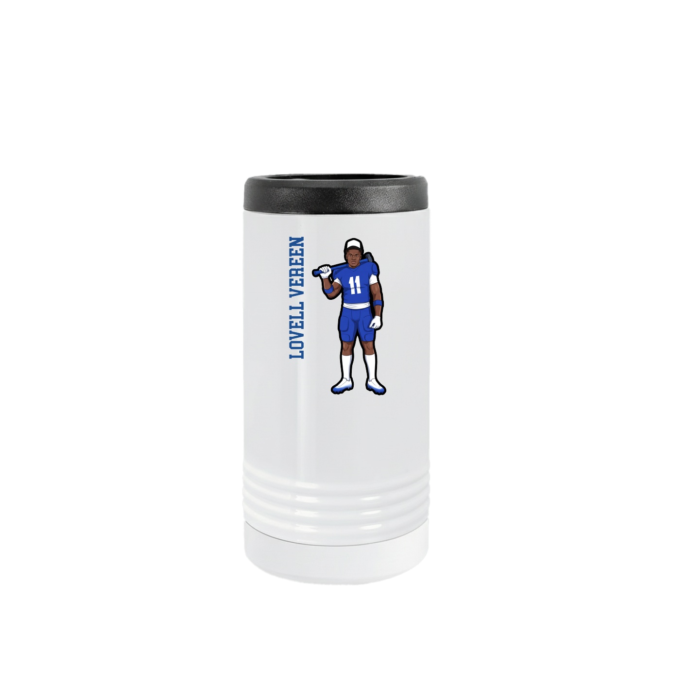 Slim Beverage Holder — Name Vertical in White