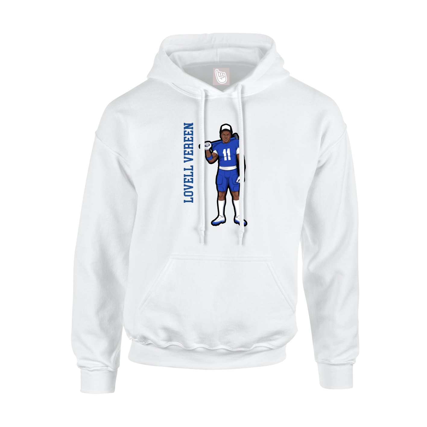 Youth Hoodie — Name Vertical in White