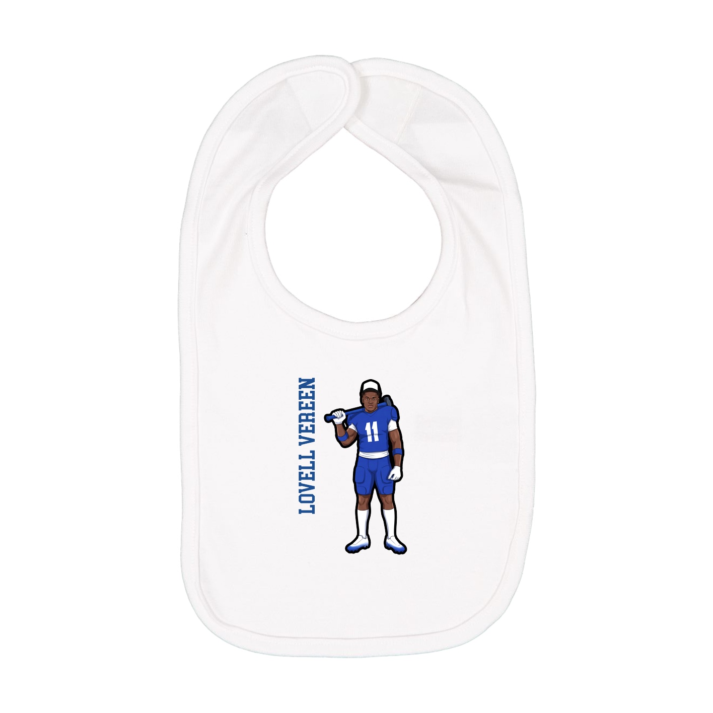 Infant Bib — Name Vertical in White