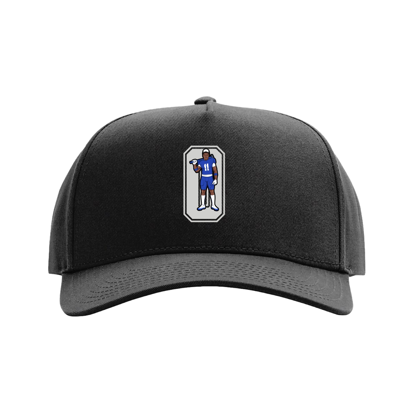 Full Fabric Five-Panel Champ Cap — Number in Black