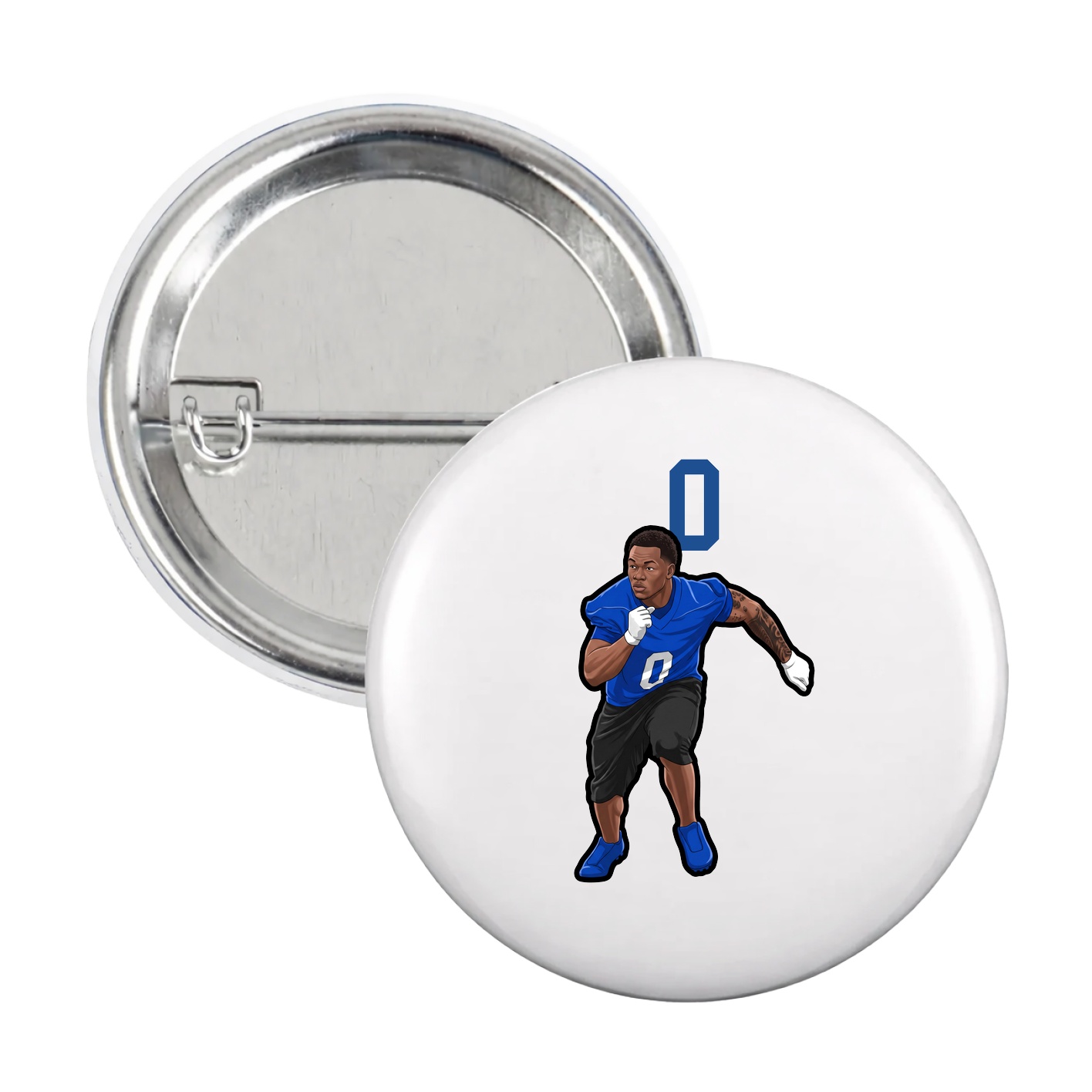 Game Day Button — Number Top in White