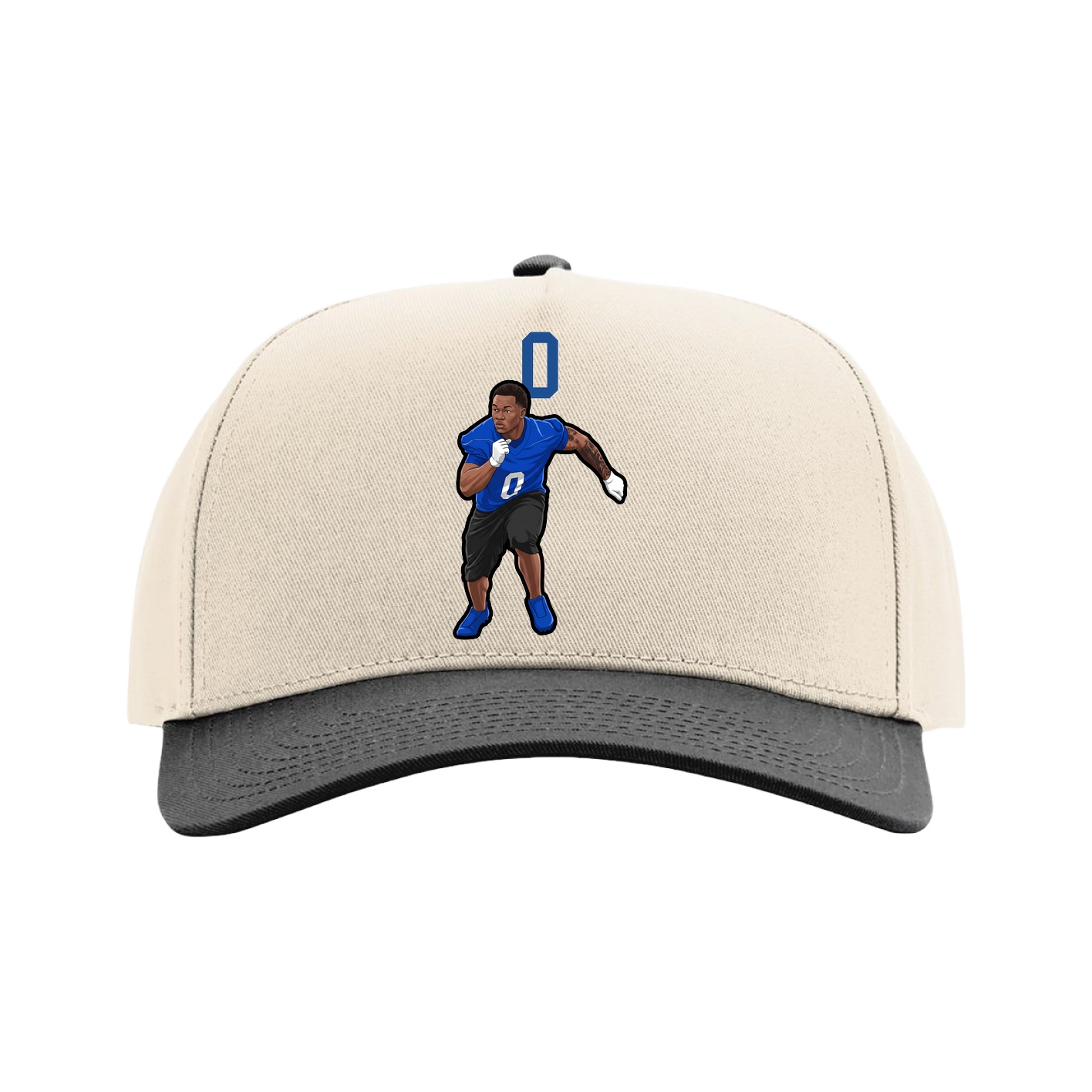 Full Fabric Five-Panel Champ Cap — Number Top in Cream/Black