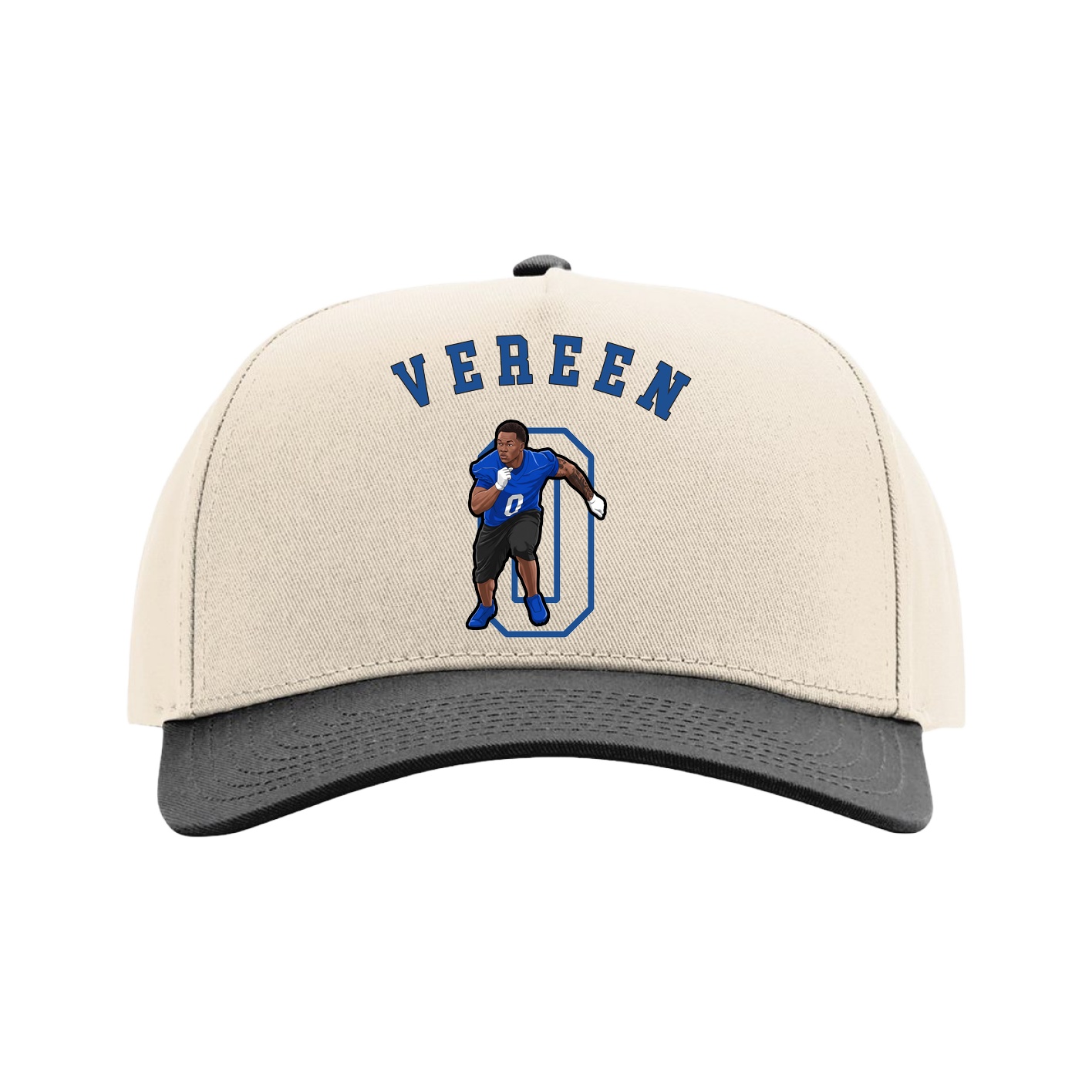 Full Fabric Five-Panel Champ Cap — Shirsey Arch in Cream/Black