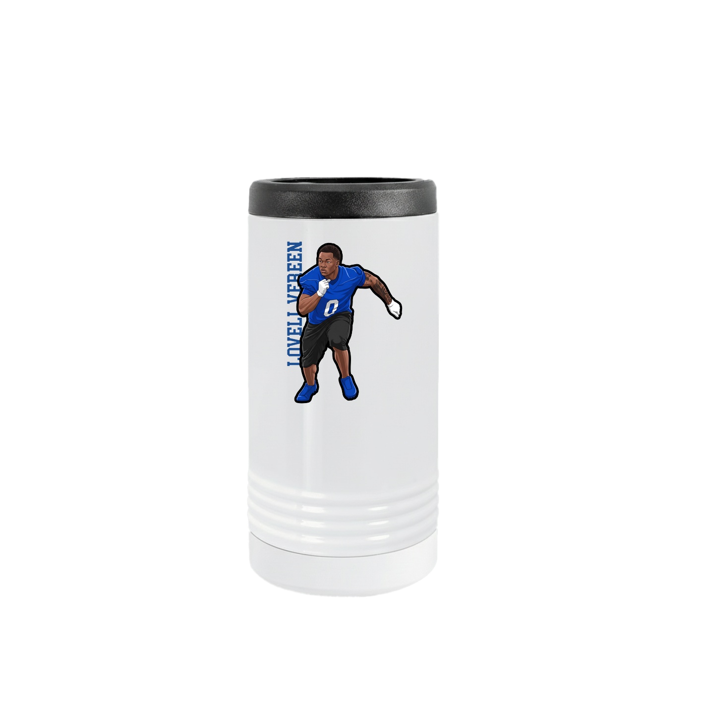 Slim Beverage Holder — Name Vertical in White