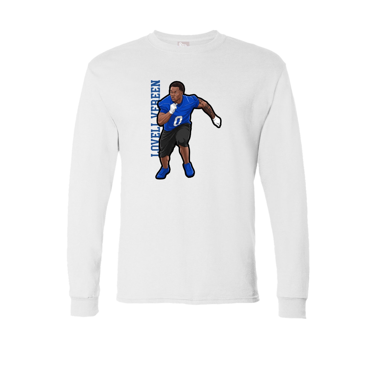 Long Sleeve Tee — Name Vertical in White