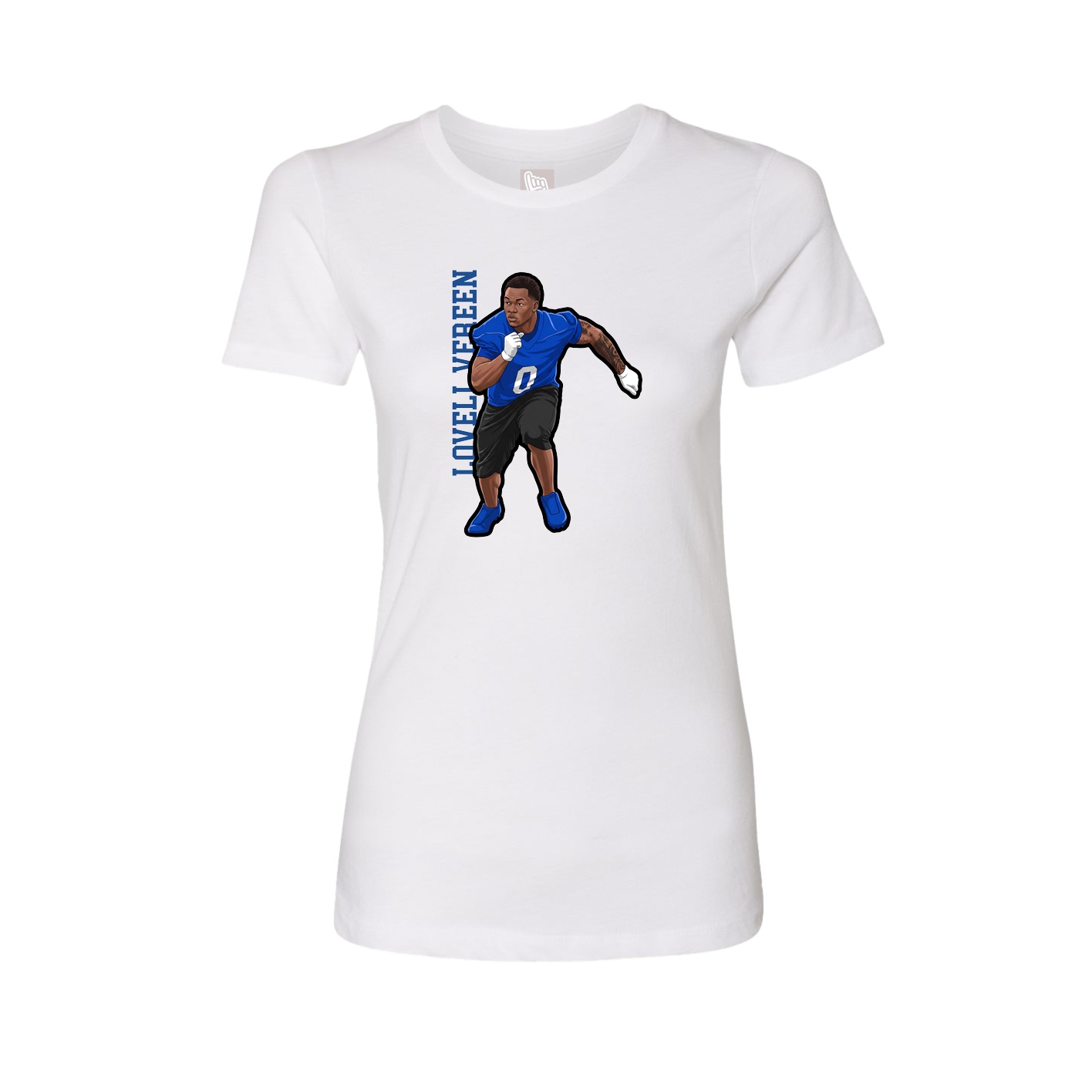 Womens Tee — Name Vertical in White