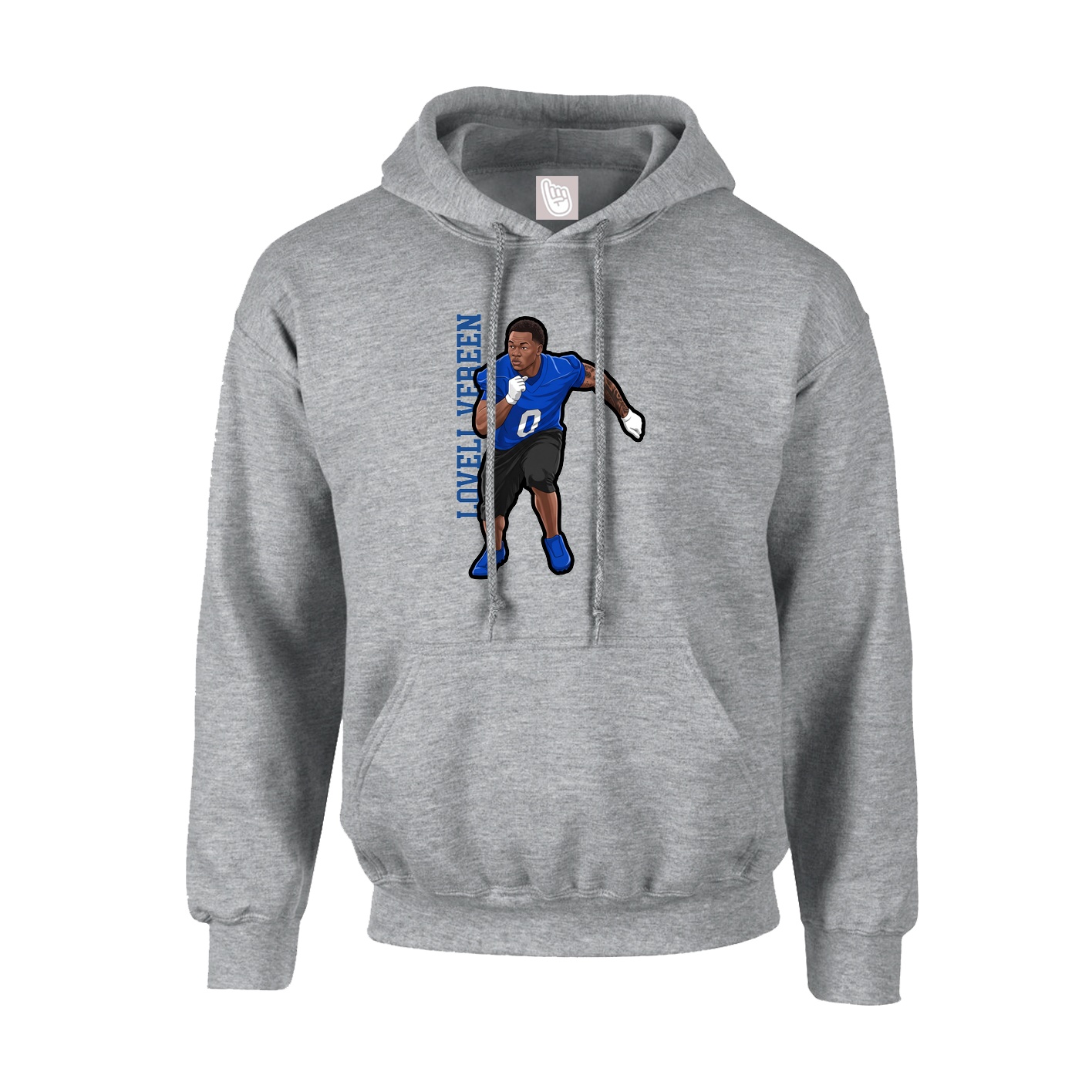 Hoodie — Name Vertical in Grey