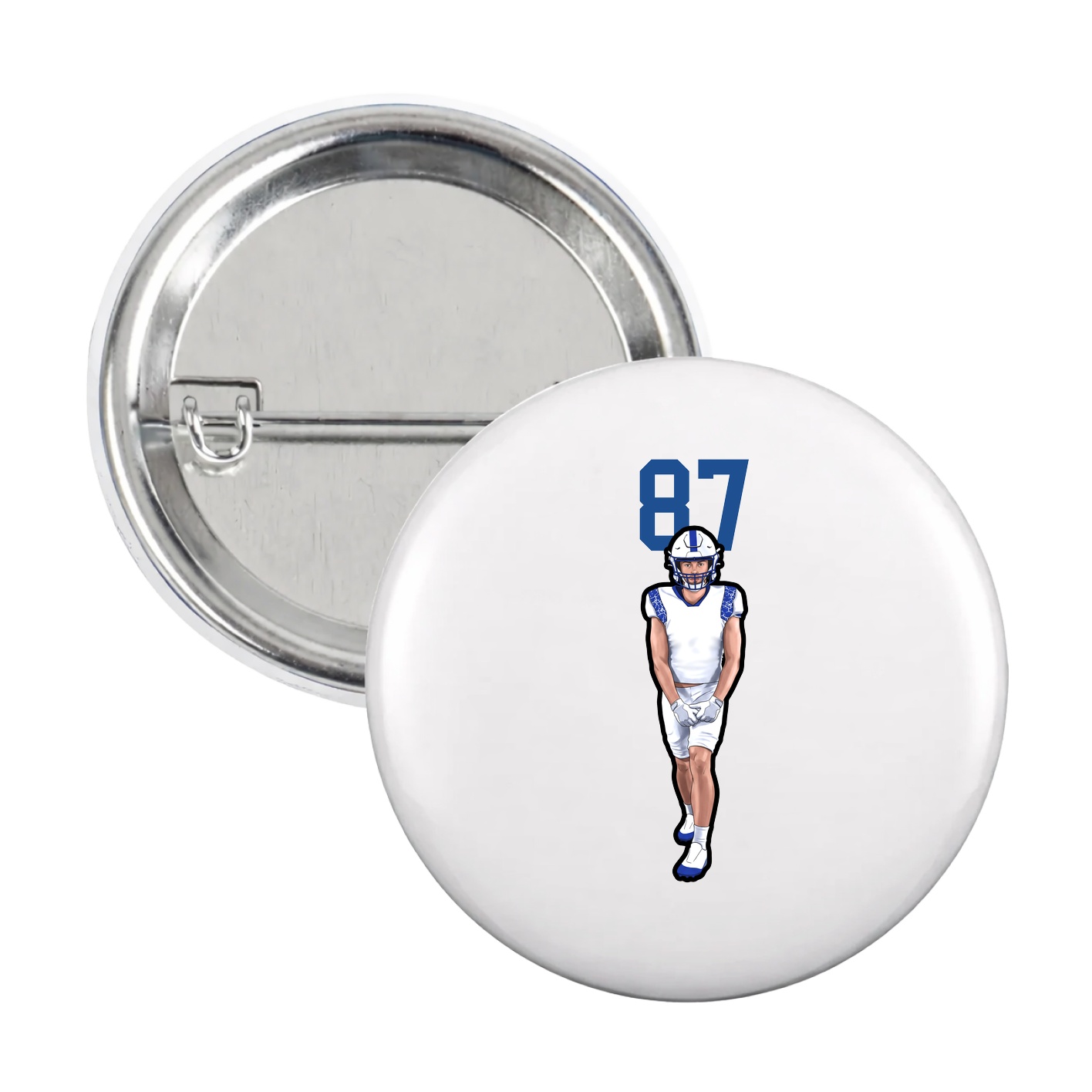 Game Day Button — Number Top in White