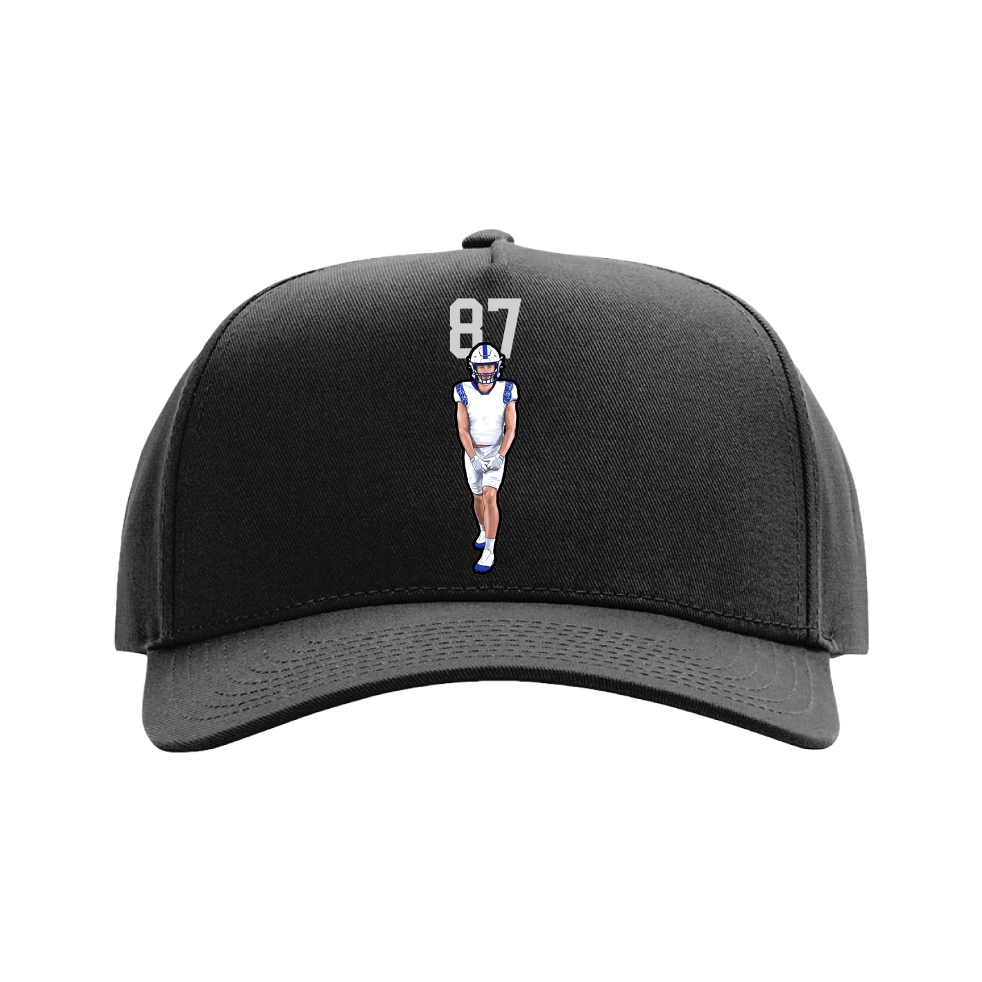 Full Fabric Five-Panel Champ Cap — Number Top in Black