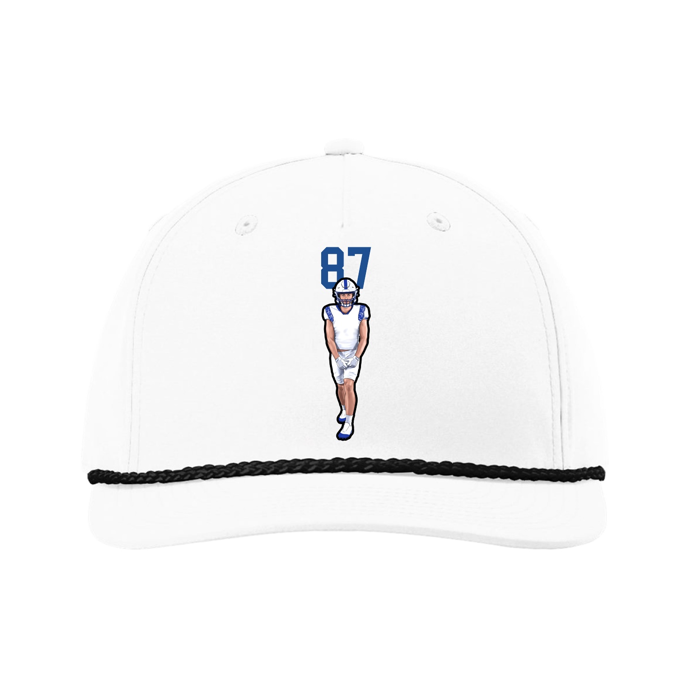 Five-Panel Classic Rope Cap — Number Top in White