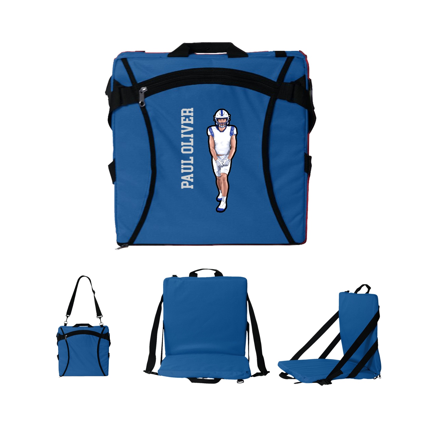 Folding Stadium Seat — Name Vertical in Royal