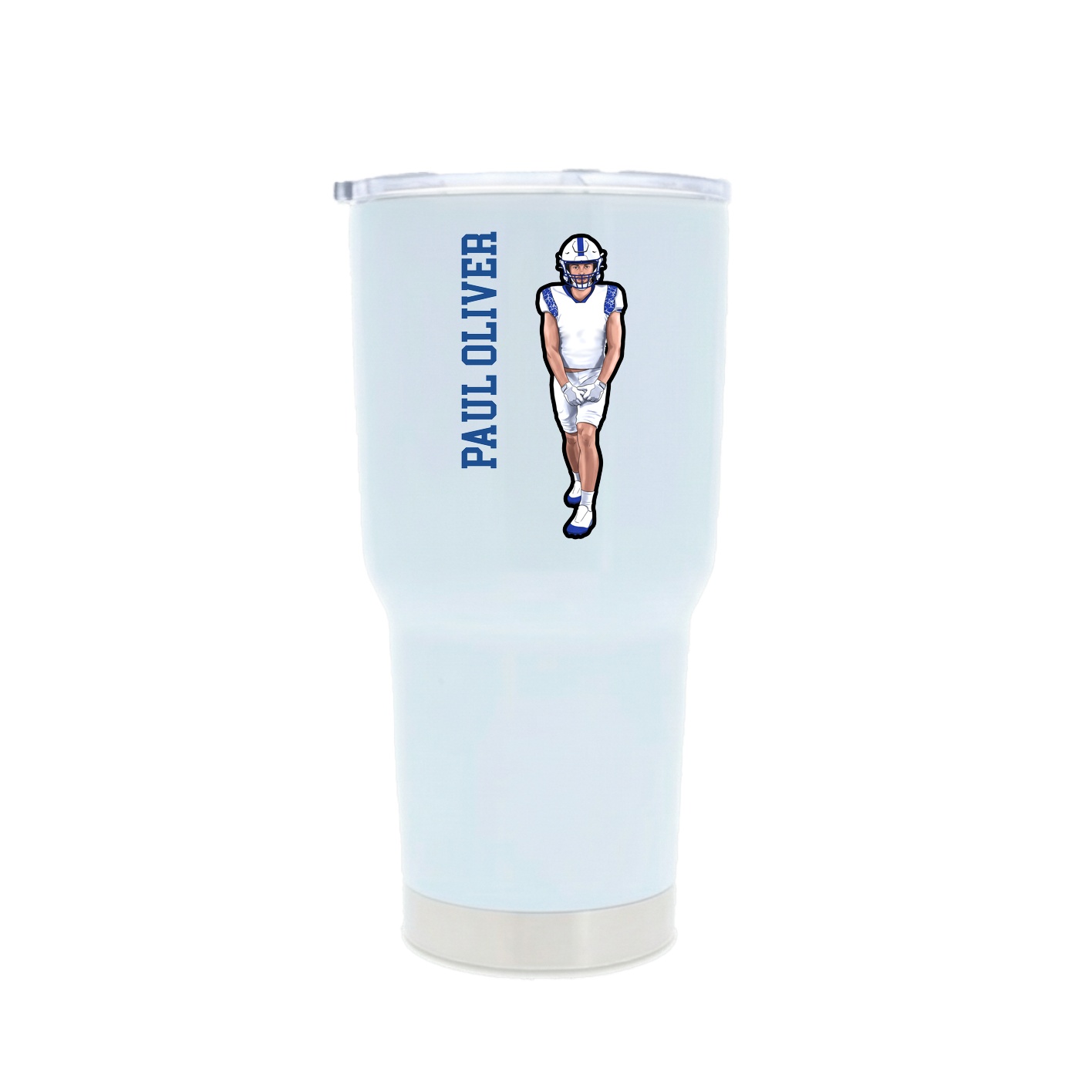 30oz Stainless Steel Tumbler — Name Vertical in White