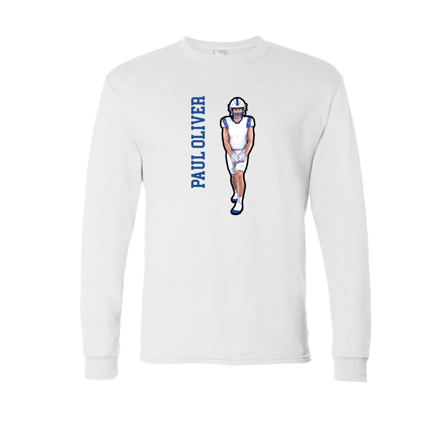Long Sleeve Tee — Name Vertical in White