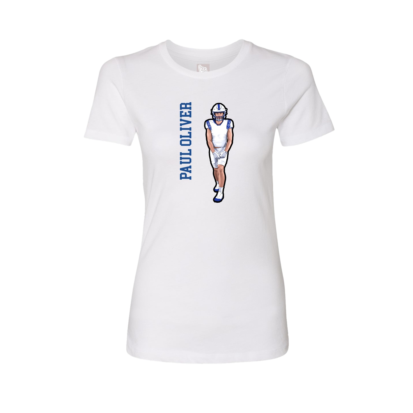 Fitted Women's Tee — Name Vertical in White
