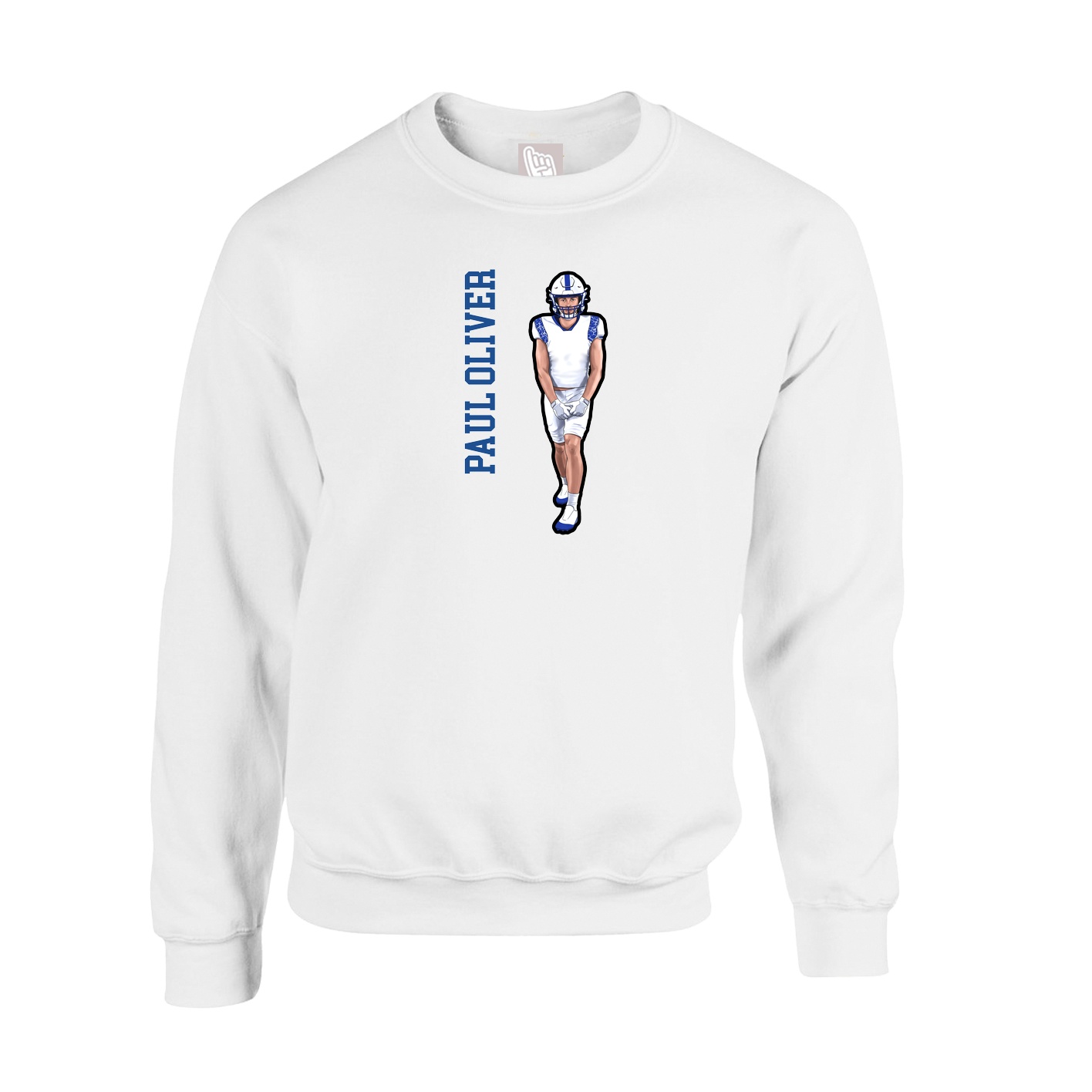 Fleece Crew — Name Vertical in White