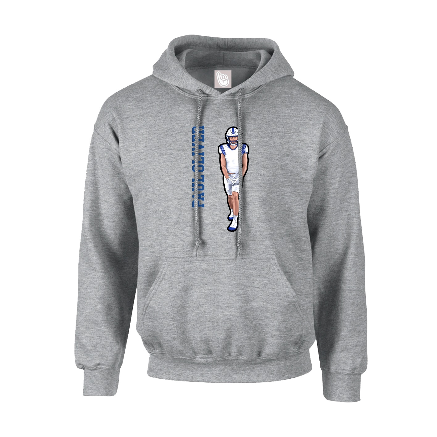 Youth Hoodie — Name Vertical in Grey